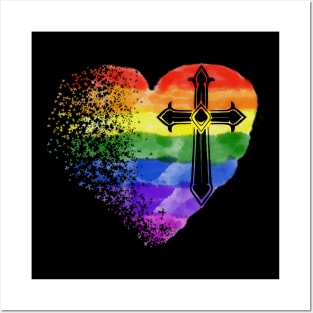 LGBT Cross Christian Heart Blessing God Gift Posters and Art